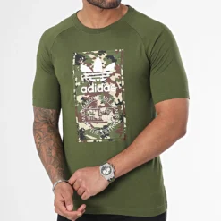Tee Shirt 100% Coton adidas Originals Camo Tongue Vert Kaki IS0248 https://chb7.com original Algerie DZ