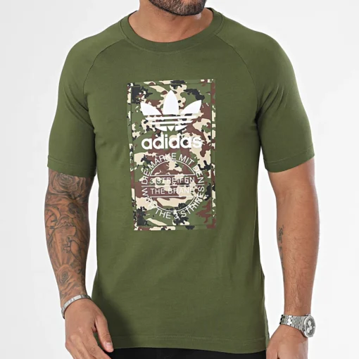 Tee Shirt 100% Coton adidas Originals Camo Tongue Vert Kaki IS0248 https://chb7.com original Algerie DZ