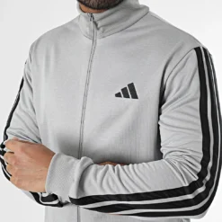 Survêtement adidas 3-Stripes French Terry - Gris Noir JI8876 https://chb7.com original Algerie DZ